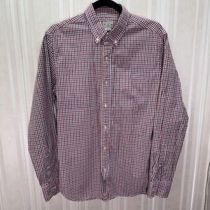 J. Crew Mens Red Blue Check Shirt Size M Plaid Long Sleeve Button Down Patriotic